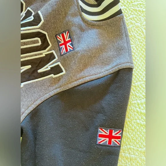 NOS London England Varsity Jacket Black & Gray Size M